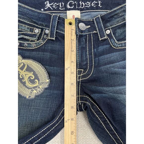 Key Closet Jeans Women Sz 26 Blue KC Art Collection Y2K Denim Dragon Embellished - Picture 12 of 16